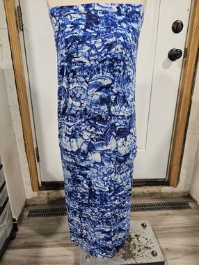 Michael Kors Blue and White Marble Maxi Skirt